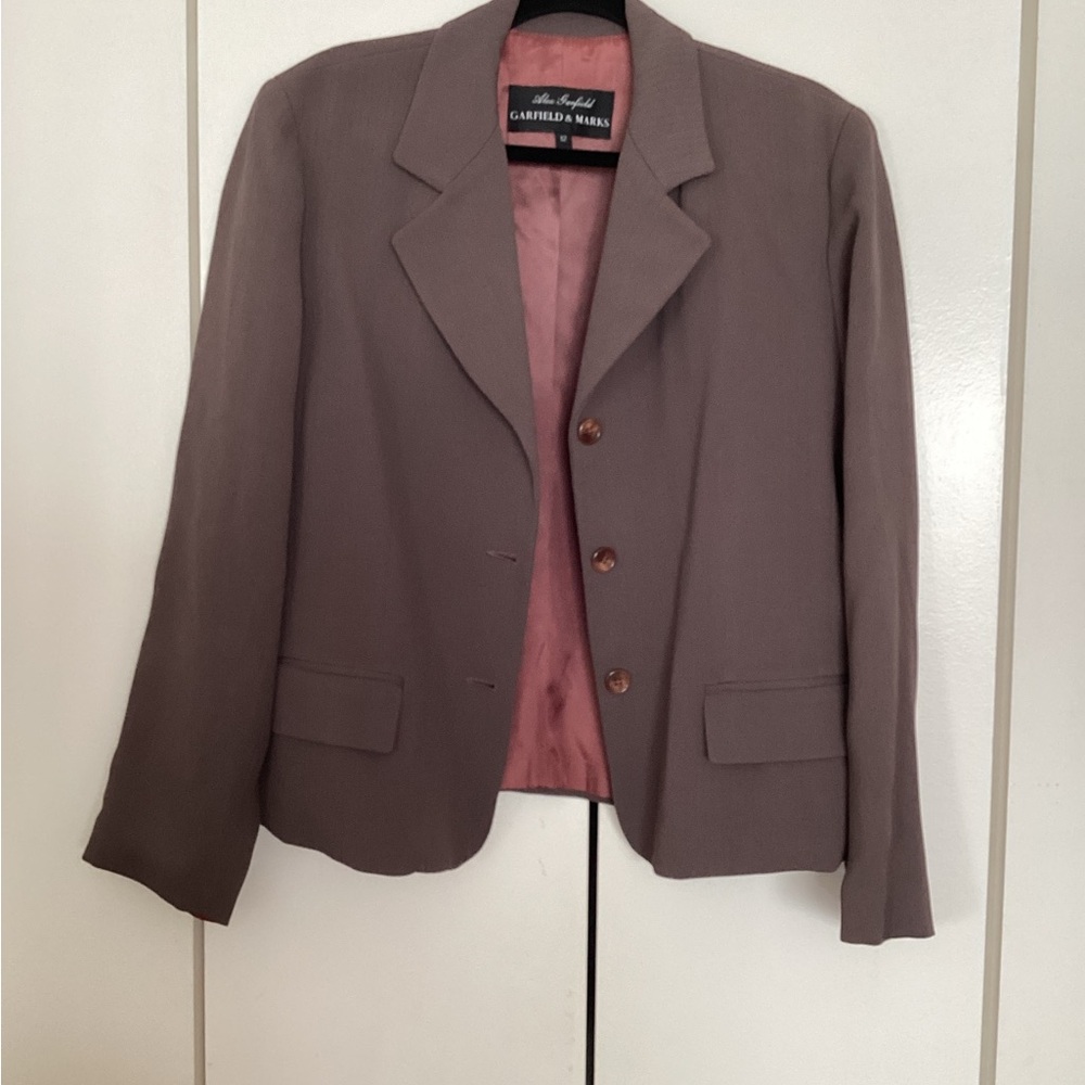 Garfield and Marks Deep Taupe tailored blazer with ribbed texure.